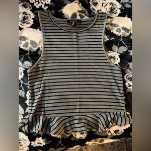 Forever 21 Black and Green Striped Tank Top